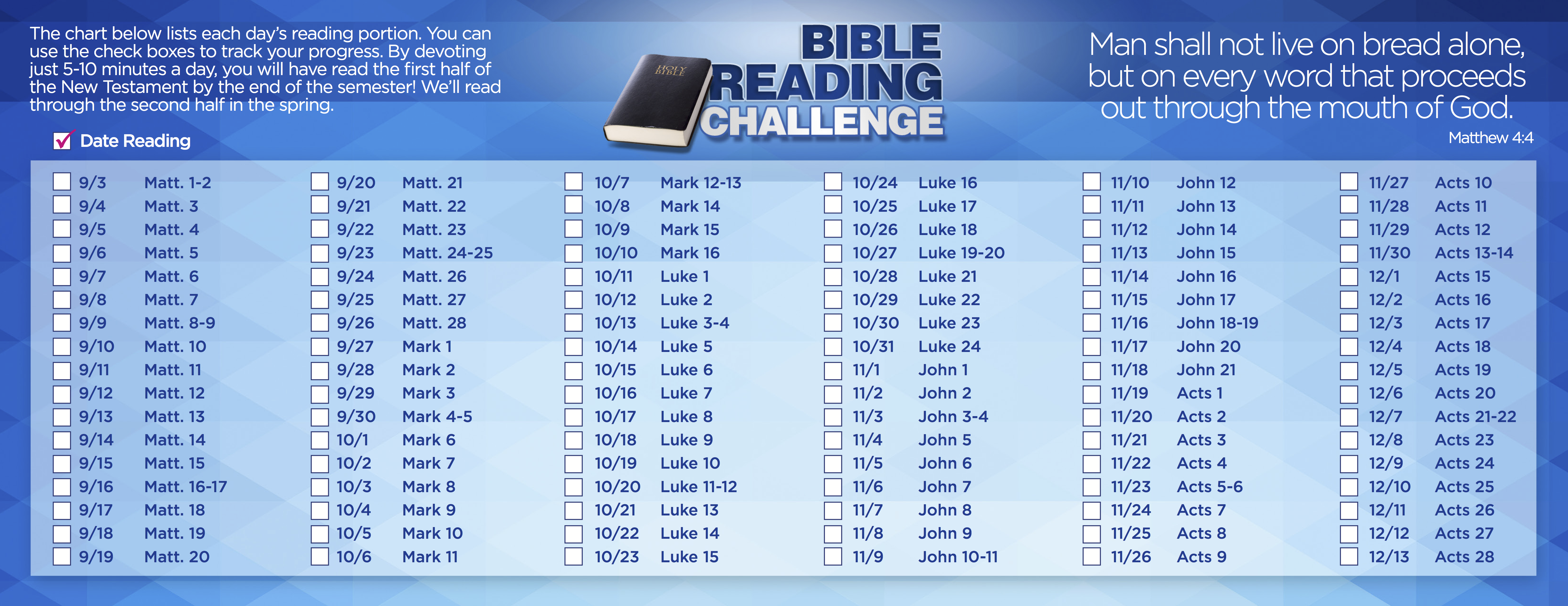 Daily Bread Bible Reading Chart